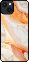 Smartphonica Telefoonhoesje voor iPhone 14 Plus met marmer opdruk - TPU backcover case marble design - Oranje / Back Cover geschikt voor Apple iPhone 14 Plus