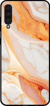 Smartphonica Phone case pour Samsung Galaxy A50s avec imprimé marbre - Coque arrière en TPU design marbre - Oranje / Back Cover adapté pour Samsung Galaxy A50s