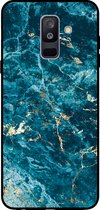 Smartphonica Telefoonhoesje voor Samsung Galaxy A6 Plus 2018 met marmer opdruk - TPU backcover case marble design - Blauw / Back Cover geschikt voor Samsung Galaxy A6 Plus 2018