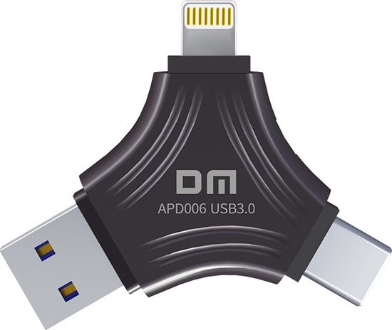 DrPhone AP6 128GB Flashdrive - USB Stick - USB Opslag - Externe Geheugen voor Smartphones – Tablets - Lightning – USB-C – USB. 3.0