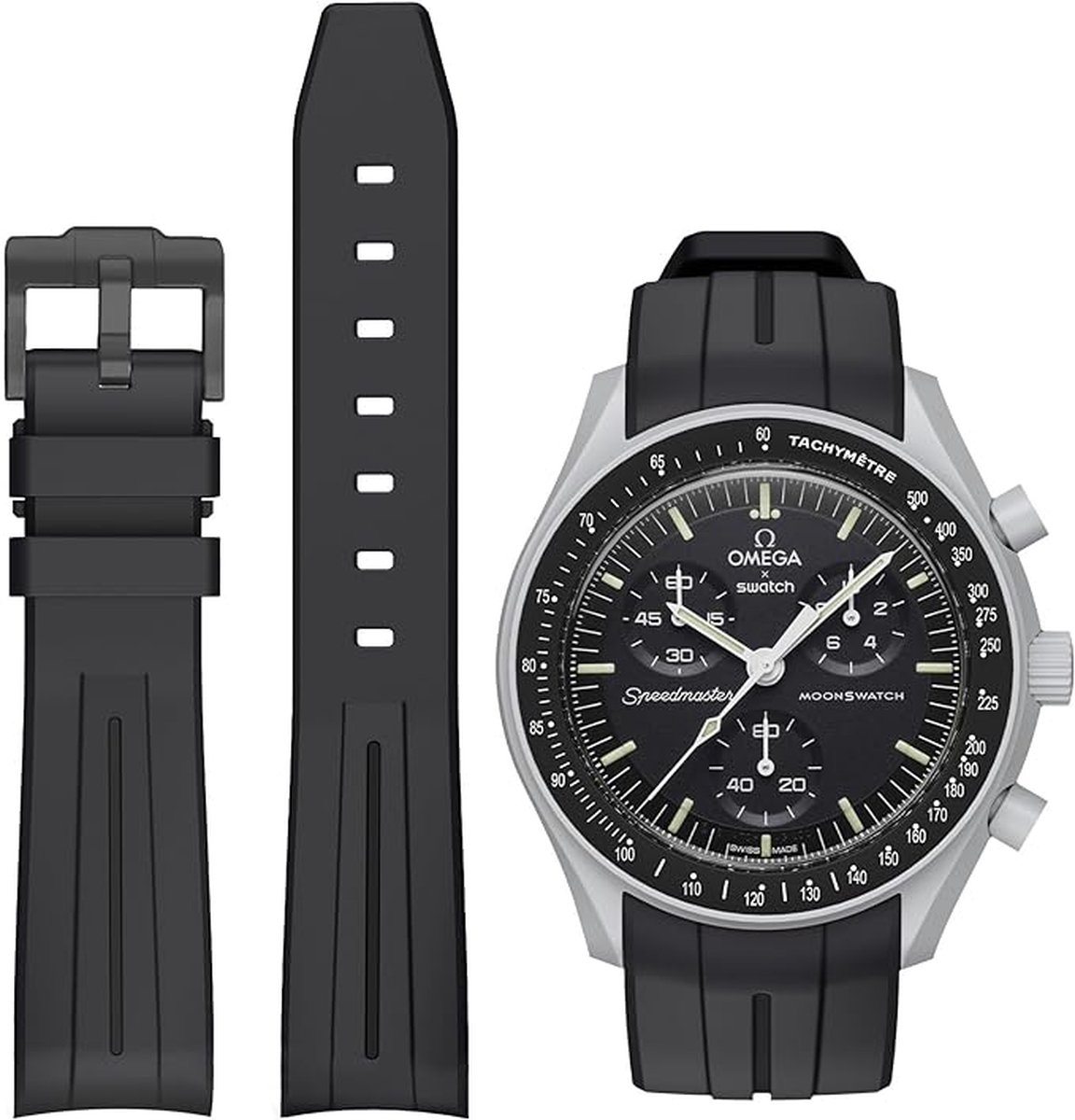 Bandje voor Omega x Swatch MoonSwatch - Rolex Horloge - SEIKO Horloge - 20mm - Zacht Rubber