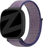 Bandz nylon loop band - geschikt voor Fitbit Versa 3 / Fitbit Sense - Hoogwaardig nylon materiaal smartwatch bandje - Nylon horlogeband met klittenbandsluiting - blauw mix nylon bandje
