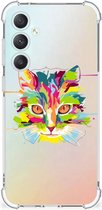Silicone Case Geschikt voor Samsung Galaxy S23 FE Smartphone hoesje met doorzichtige rand Cat Color