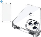 Iphone 14 Pro Hoesje met Screenprotector - Shockproof Case - Siliconen - Transparant