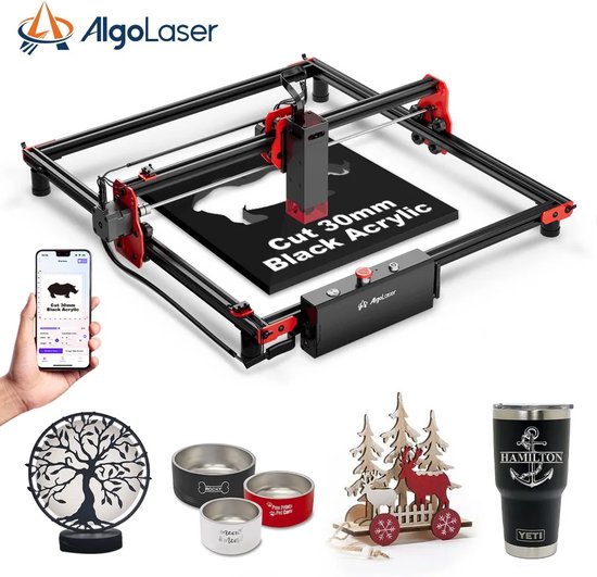 Laser Graveermachine - 5W laser & 40 cm x 40 cm - op APP bestuurbaar - Laser Cutter - Laser Graveer - Compleet - Metaal - met Accessoires