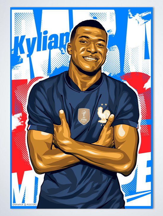 Kylian Mbappe Poster - 50 x 70cm - Poster Kinderkamer / Slaapkamer / Kinder Cadeau