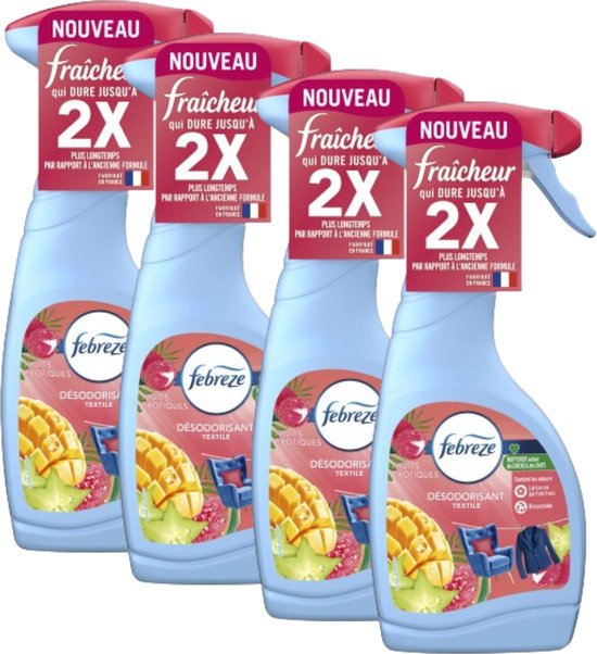 Febreze Exotic Fruit Textile Deodorizing Spray 4x500ml Geurverfrisser