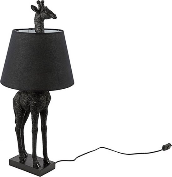 Deco4yourhome - Tafellamp - Giraffe - met kap - Zwart - 71cm