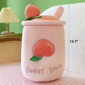 Kawaii knuffel | Bubble Tea knuffel | 25cm peach | bekend van tiktok | Speel Cadeau Kinderen & Volwassenen}