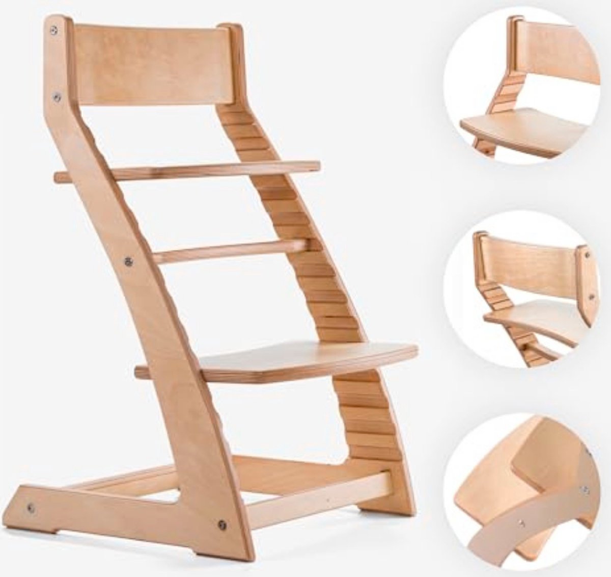 Kinderstoeltje voor Peuter - Kinderstoeltje Hout Peuter - Kinderstoeltje voor Peuter Hout - 50D x 45B x 80H cm - Natur