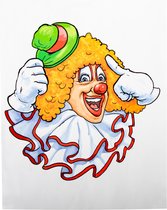 Carnaval raamsticker clown met groene hoed