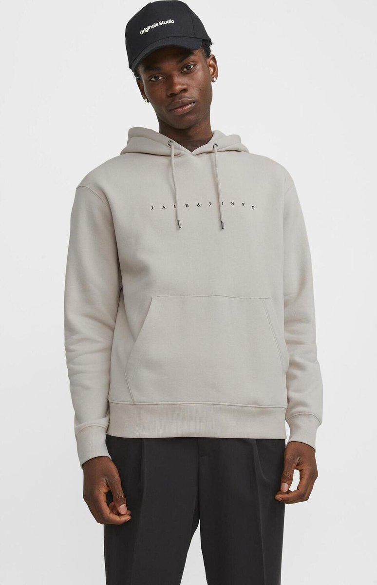 JACK & JONES Star jj sweat hood regular fit - heren hoodie katoenmengsel met capuchon - beige — afbeelding 21