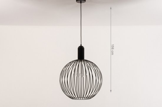 Lumidora Hanglamp 74431 - ASIA - E27 - Zwart - Metaal - ⌀ 50 cm