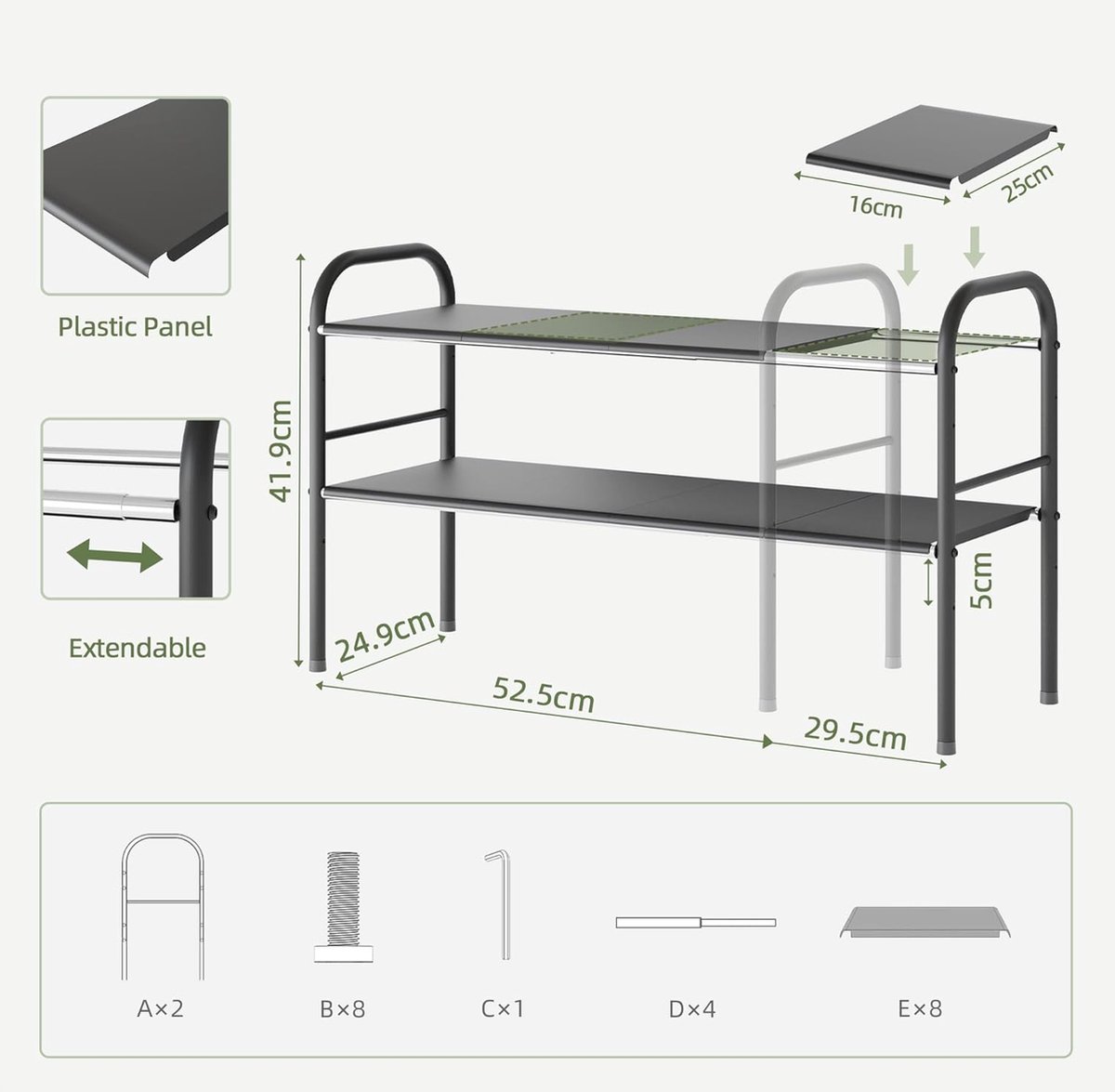Yamazaki Tower gootsteen organizer • Zwart • de Bijenkorf