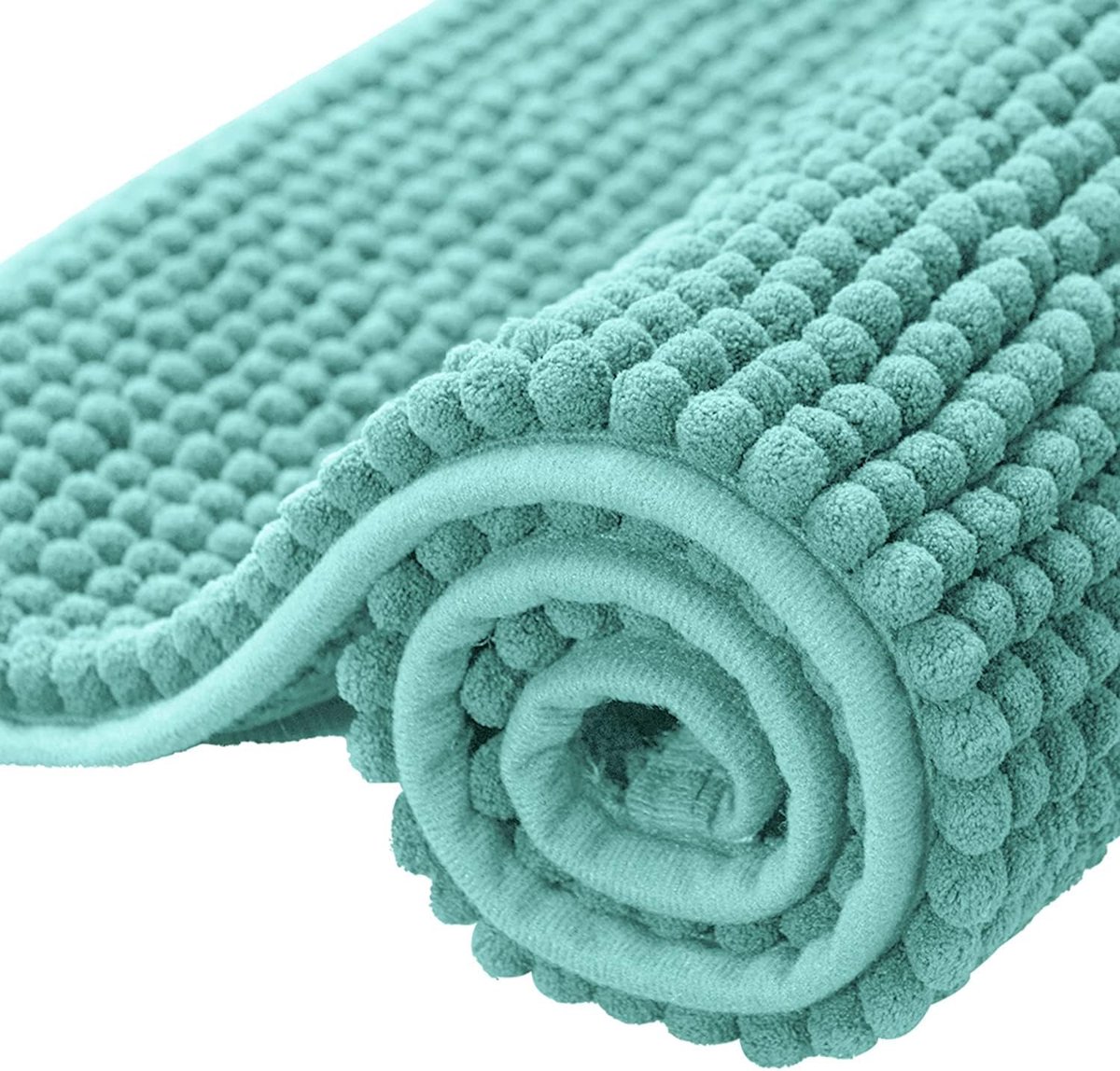Chenille badmat, antislip badkamertapijt, absorberende badmat, zachte, waterabsorberende badmat voor badkamer, machinewasbaar (40 x 60 cm, lichtgroen)