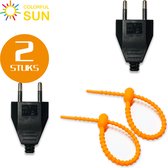 Colorful Sun® Stekker Set - Euro stroomstekker - Euro Stekker - Contrastekker - Kinderbeveiliging - 250 V - 2,5 A - Zwart