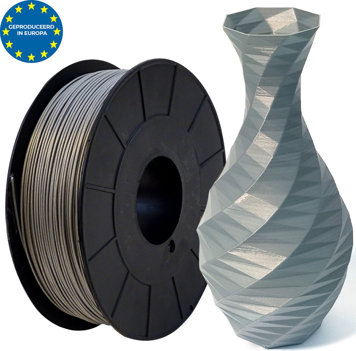 Zilver Grijs - PLA filament Europees - 500g - 1.75mm - 3D printer filament - Plastic spoel