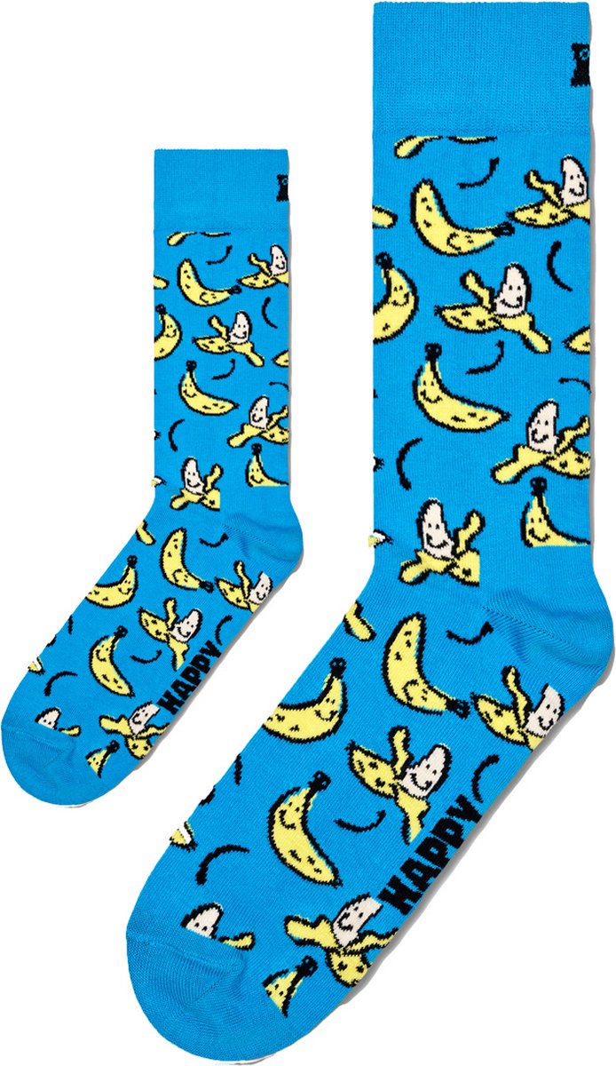 Goedkoopste Zo Vader Zo Zoon/Dochter Matching sokken Banana Split | Maat Vader 41 - 46 | Kind 2 - 3 jaar | blauw-geel