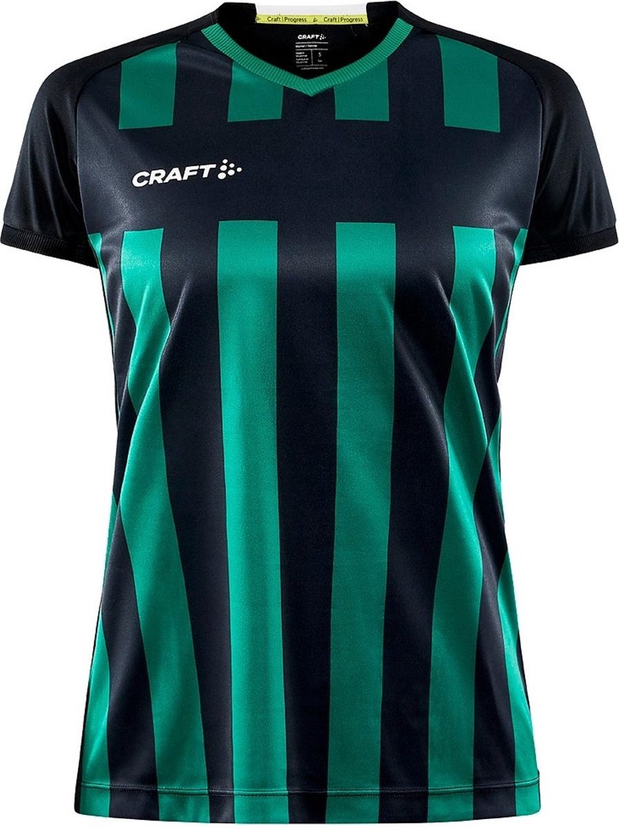 898x1200.jpg Craft Progress 2.0 Stripe Shirt Korte Mouw Dames - Zwart / Groen | Maat: L - Afbeelding 1