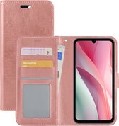 Hoes Geschikt voor Samsung A15 Hoesje Book Case Hoes Flip Cover Wallet Bookcase - Rosé goud.