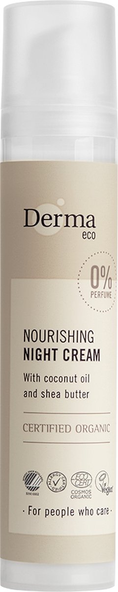 Derma Eco Nachtcreme - Parfumvrij - met Sheaboter en Kokosolie - AllergyCertified - 50 ml