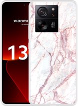 Cazy Hoesje geschikt voor Xiaomi 13T/13T Pro White Pink Marble