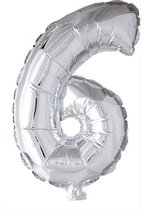 CHPN - Folieballon - 6 jaar - 35CM - Cijferballon - Zilver - Ballon - Feestdecoratie - Zesde verjaardag - Party - Verjaardag - 6