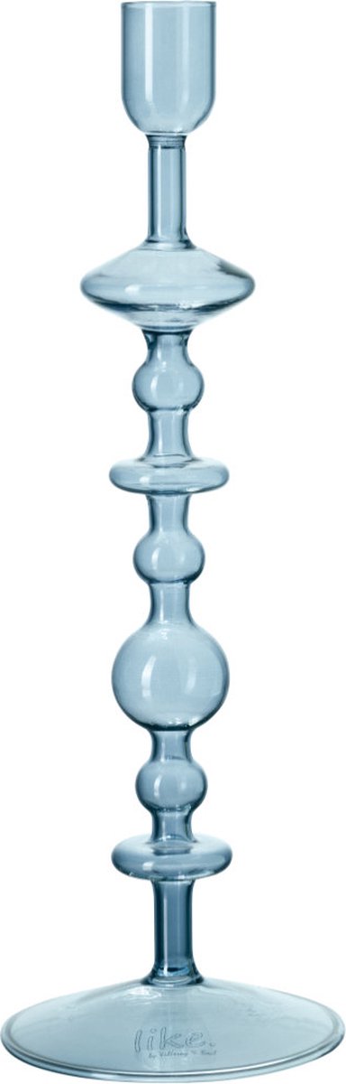 Stijlvolle Kandelaar Blauw Glas 8x8x27cm - Merkloos