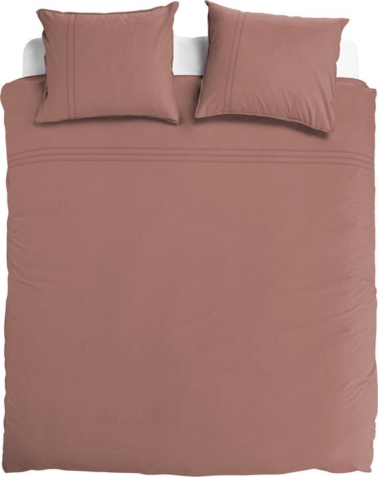 Luxe dekbedovertrek Egyptisch percal katoen 140x200/220 brique roze bol