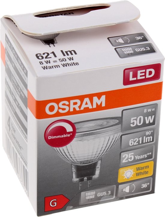 OSRAM LED lamp - Spot GU5.3 - 12V - 8W - 621 lumen - warm wit - dimbaar