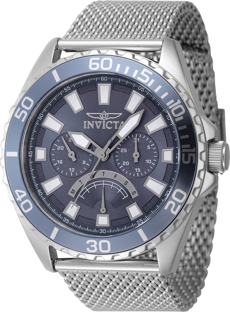 Invicta Pro Diver 46905 Heren Horloge - Waterdicht - Analoog - Quartz Uurwerk - Roestvrij Staal met blauwe Wijzerplaat -46mm