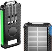 Solar world - powerbank met zonnepaneel - geschikt voor iphone -geschikt voor samsung- zonneenergie - 10000 mah - powerbanks -noodpakket- solar - draadloos opladen - ingebouwde kabels