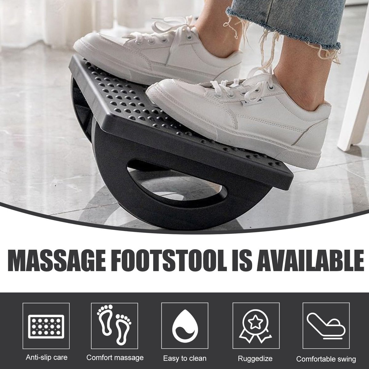 Ergonomische Voetsteun Met Massage - Onder Bureau Voetenbank Van Siliconen En Eva Comfort En Ontspanning
