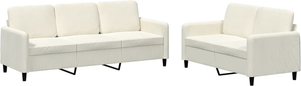 vidaXL - 2-delige - Loungeset - fluweel - crèmekleurig