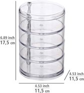 make-uporganizer, transparante toren - met 4 draaibare vakken, kunststof - acryl, 11,5 x 17,5 x 11,5 cm, Transparant