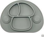 Placemat voor kinderen - kinderservies - baby bordje - 2 zuignappen - siliconen antislip - grijs