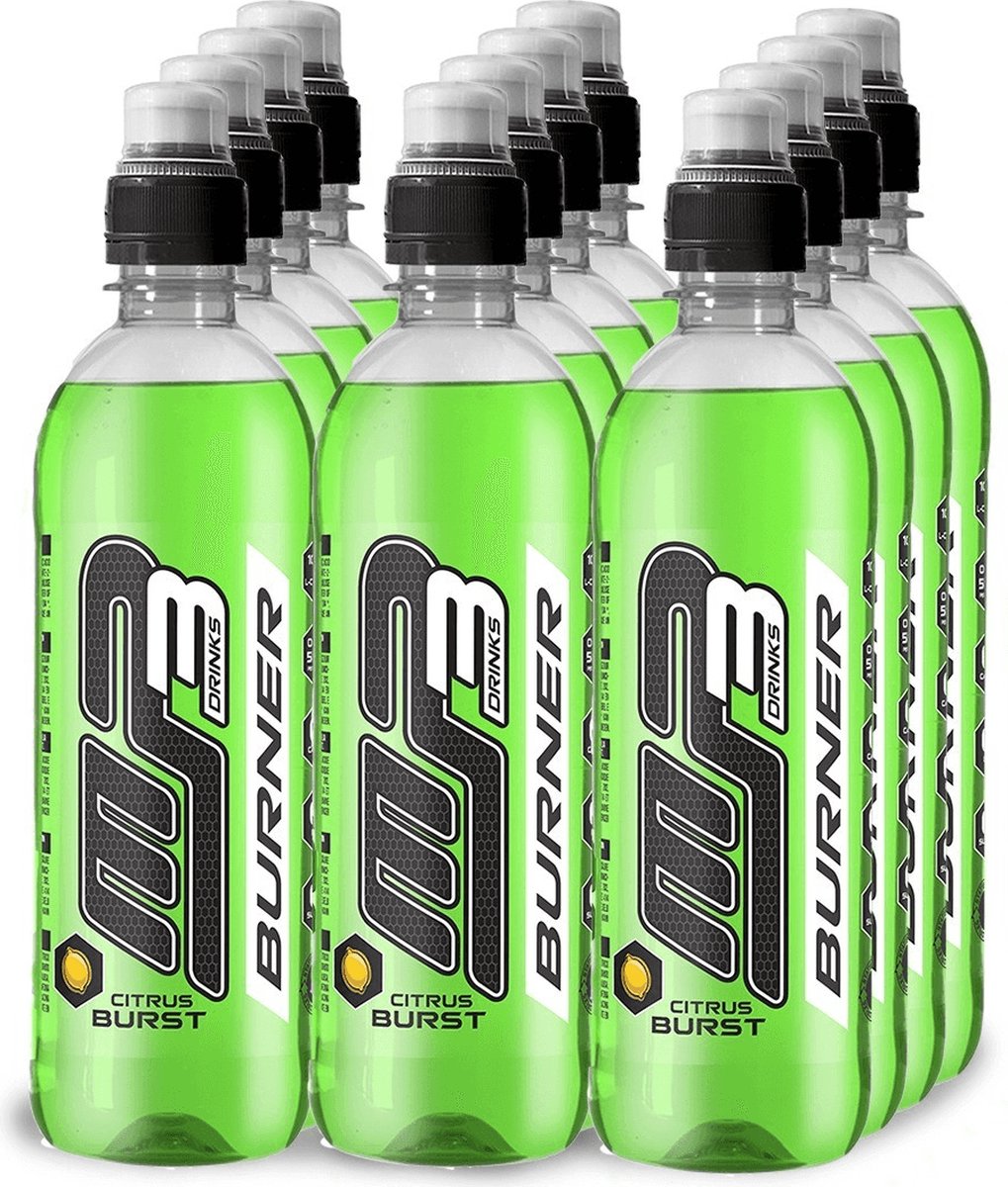 Goedkoopste Burner (Citrus Burst - 12 x 500 ml) - MP3 - Carnitine drink - Sportdrank - 6 liter - Voordeelverpakking