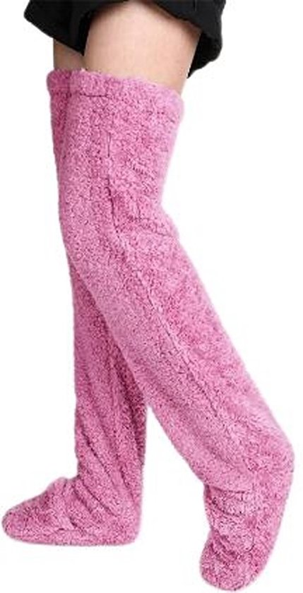 Fleece sokken - Lange sokken - Beenwarmers - kleur roze