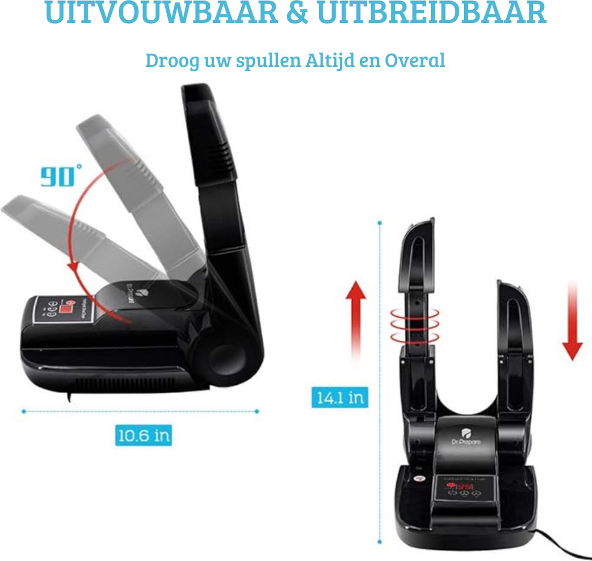 Opvouwbare Elektrische Schoenendroger Met Timer & Antibacterieel - Voetenwarmer