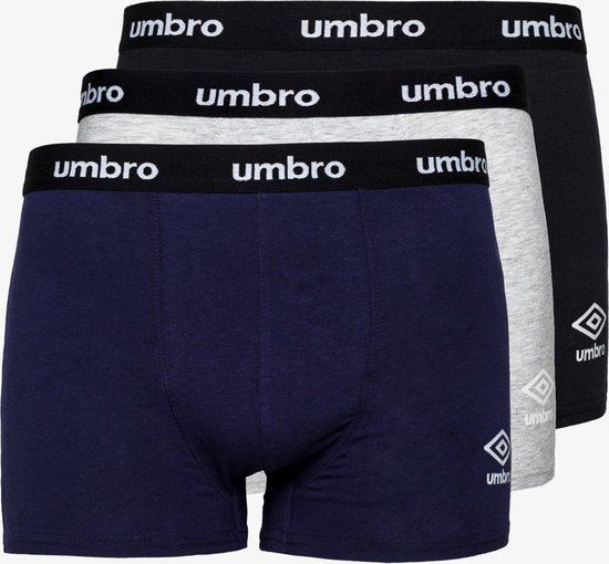 UMBRO - Onderbroek voor Mannen - Boxershorts ( 3 stuks ) Zwart/Bblauw/Grijs - Maat L - Multipack
