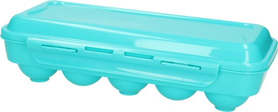 Boîte à œufs Plasticforte - porte-œufs organisateur de koelkast - 10 œufs - bleu - plastique - 27 x 12,5 cm