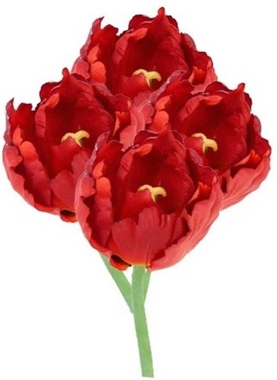 4x Rode tulp 25 cm - kunstbloemen