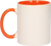 6x Wit met oranje blanco mokken - onbedrukte koffiemok