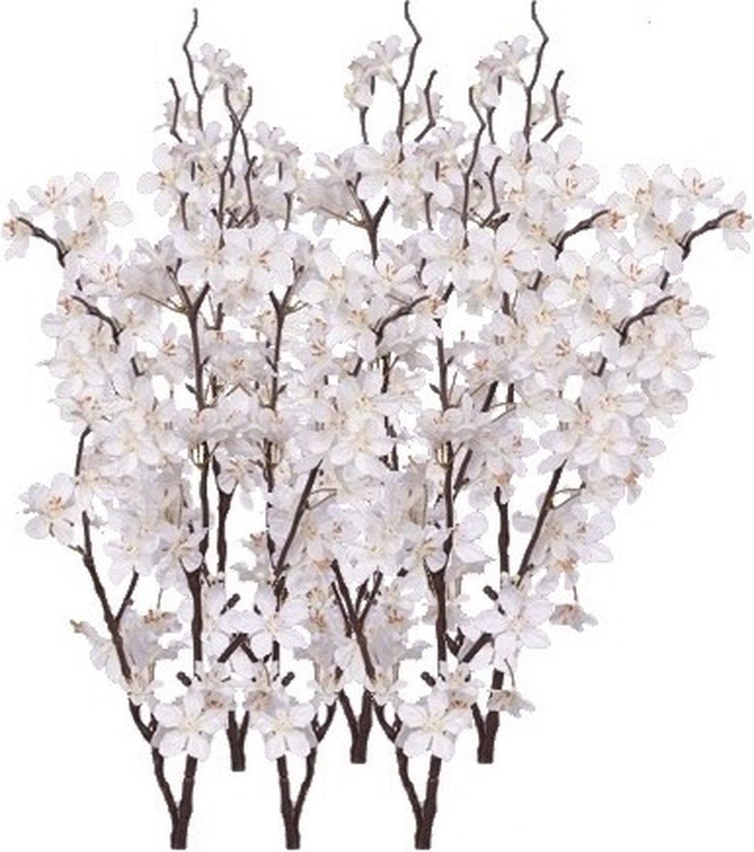 Bellatio Flowers & Plants Witte appelbloesem - 6x - kunstbloem/tak - 57 bloemetjes - 84 cm - nepbloemen - kunstbloemen