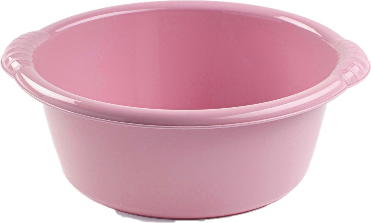 Goedkoopste Plasticforte teiltje/afwasbak rond - Set van 2x stuks - 10 liter - roze - kunststof - 40 x 38 x 15 cm - Huishouden