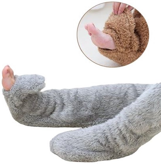 Fleece sokken - Lange sokken - Beenwarmers - kleur Grijs
