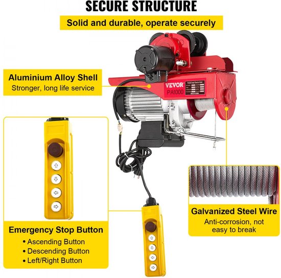 Takel - Lier - Winch - Kabeltakel - Elektrische - 1000kg - met Loopkat ...