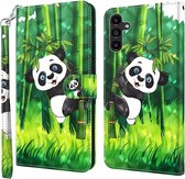 Panda beer in woud - 3D motief - agenda book case hoesje - Telefoonhoesje geschikt voor Samsung Galaxy A15