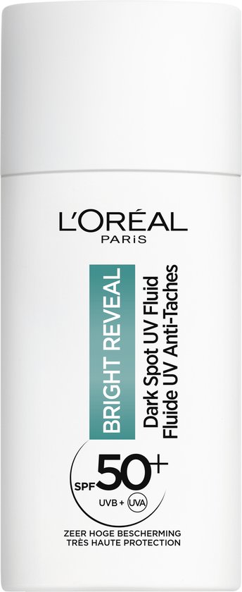 L'Oréal Bright Reveal Dark Spot UV Fluid Moisturizer met SPF50+ - voor een stralendere teint - vermindert en corrigeert pigmentvlekken - 50 ml