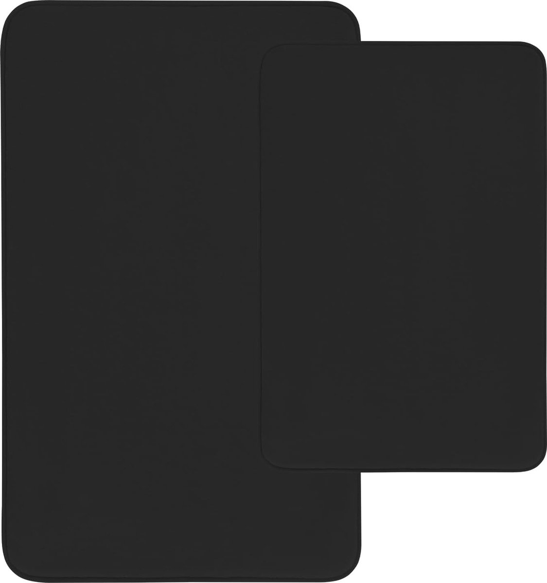 2-delige extra dikke badmat, traagschuim, antislip, badkamertapijt, badmatset, 2-delig, douchematset, badkamermat, 40 x 60 cm + 50 x 80 cm, zwart
